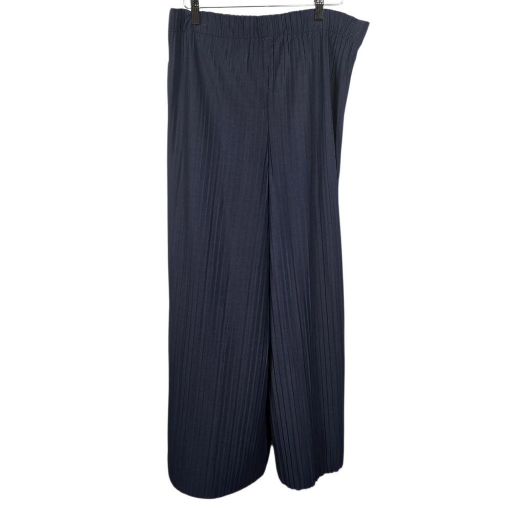Made by‎ Johnny Navy Blue Pleated Plisse Wide Leg Palazzo Pants Womens S-M NWT
